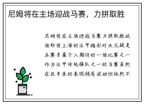 尼姆将在主场迎战马赛，力拼取胜
